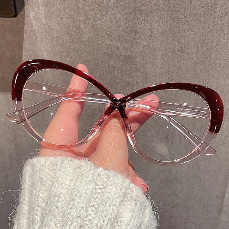 New Curve Anti-Blue Light Reading Glasses Women Oversized Optical Frame Eye Protection Eyeglasses Computer Presbyopia Goggles