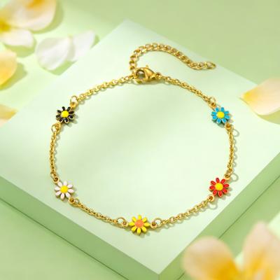 Cheville Bohème Chaîne de Marguerites d'Été pour Femmes Filles Bracelet de Cheville Fleur Chaîne de Jambe Fête à la Plage Vacances Bijoux de Pied Cadeau