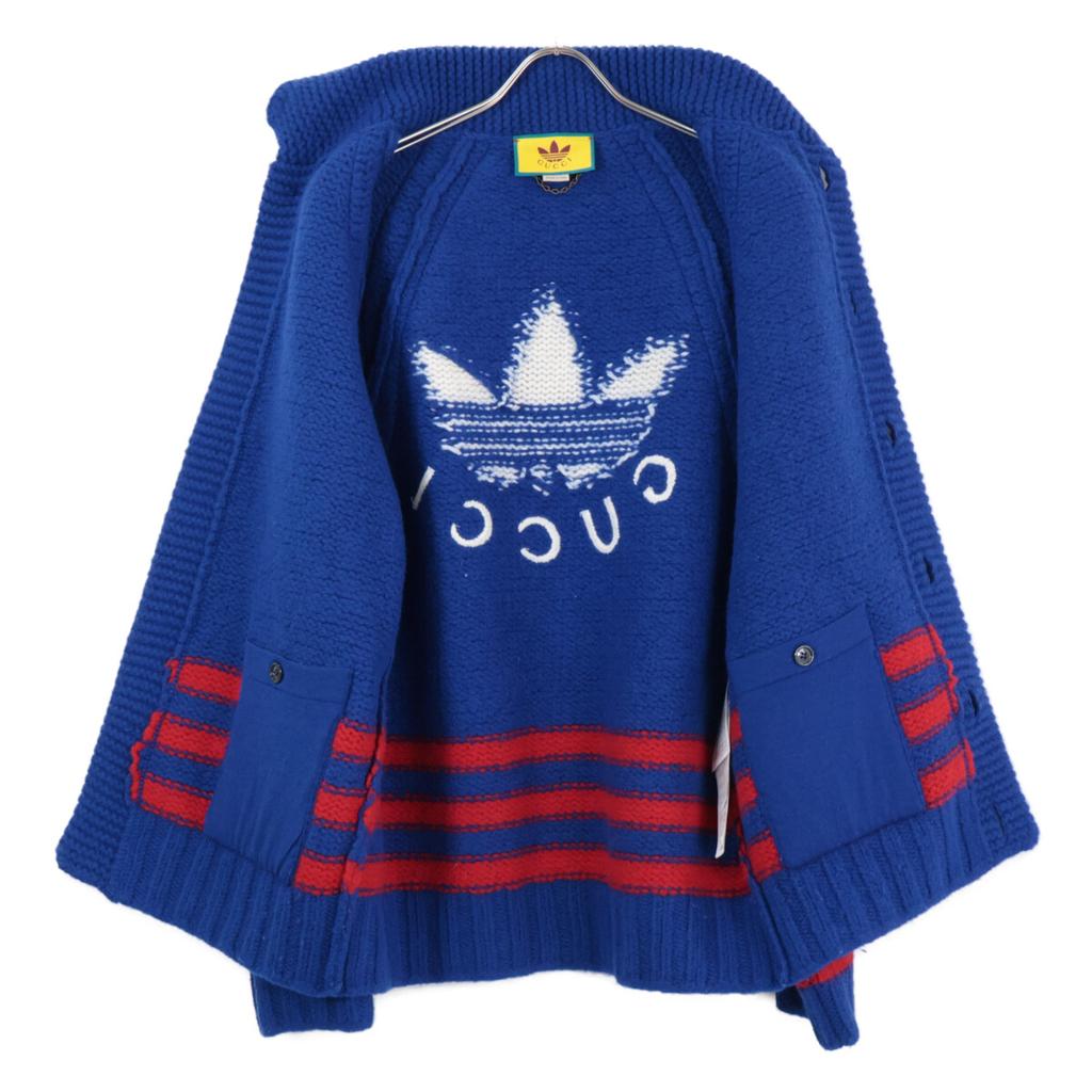 Gucci X Adidas Adidas Excellent Condition Domestic Authentic 713184 Michele Era Wool Cardigan Knit Jacket S Blue X whiteUsed