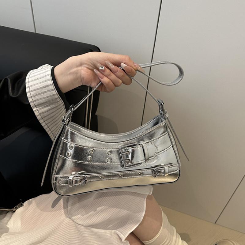 Trendy Cool And Spicy Girl Retro Motorcycle Underarm Bag For Women Casual Shopping Shoulder Bag Small Handbag
