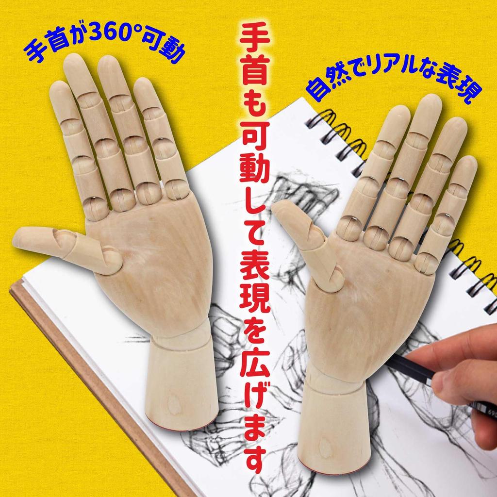 Funriche Wooden Hand Display Hand Model for and for Painting and Sketching Mannequin, Children, Women, Men, 17cm-30cm, (Female/Both Hands)