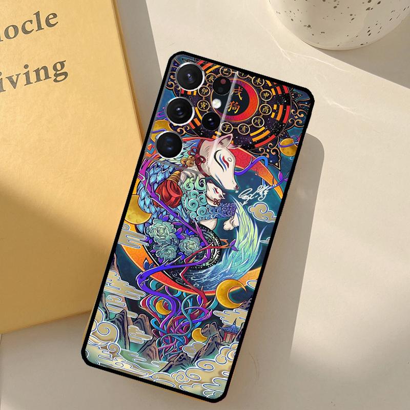 Chinese Zodiac Dragon Tiger Phone Case For Samsung Galaxy S25 S20 S21 S22 S23 S24 Ultra S9 S10 Plus S25 FE Cover Shell