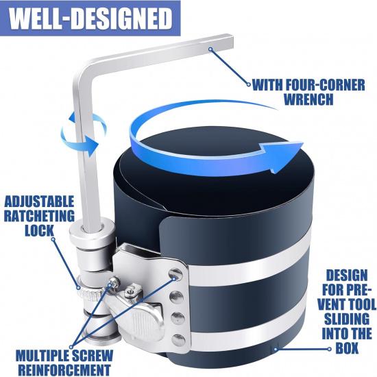 Piston Ring Compressor Taller Removal Tool For Car Engine With Piston Taller Plier, Sizes Adjustable From 2.08" To 6.89"(53Mm-175Mm)