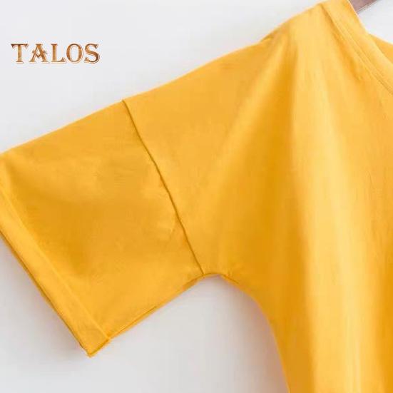 Letnia krótka koszulka z dekoltem w kształcie litery V z krótkim rękawem z wycięciem na plecach sznurowana koszulka jednokolorowa luźny krój pulowerowe topy Streetwear