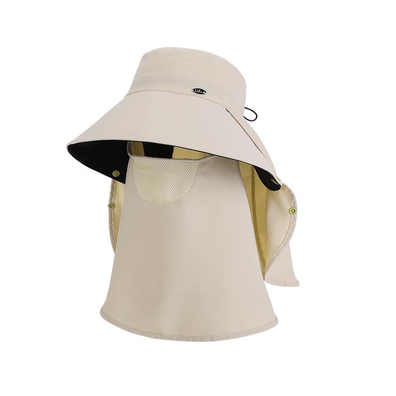 Spring Summer Sun Hat Women's Outdoor Cycling Removable Mask Sunscreen Hat Big Hat Brim Shawl Neck Protection Fisherman Hat