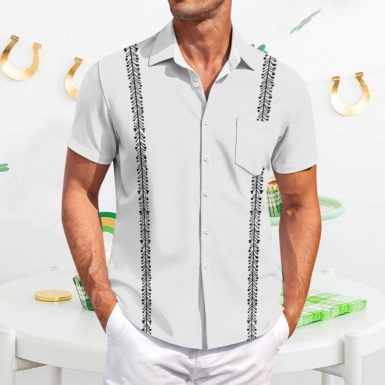 

Мужская повседневная рубашка с короткими рукавами, облегающая, стильная, с гавайским принтом XL белый