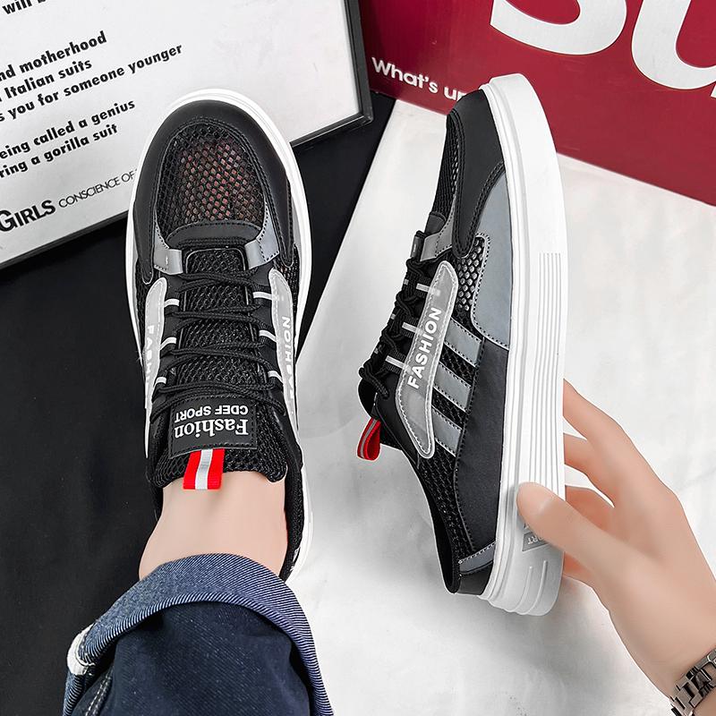 Black Mesh Half Shoes For Men Lace Up Mules Male Sandals Summer Backless Loafers Slippers Man Slides 2025 Casual Driving Shoes