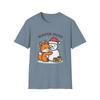 Unisex Softstyle T-Shirt Fox Hugs Snowman Snow Winter Holiday Christmas