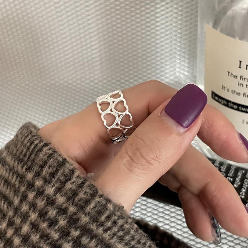 925 Silve Frosted Moon Ring for Women Girl Letter Versatile Irregular Jewelry Gift
