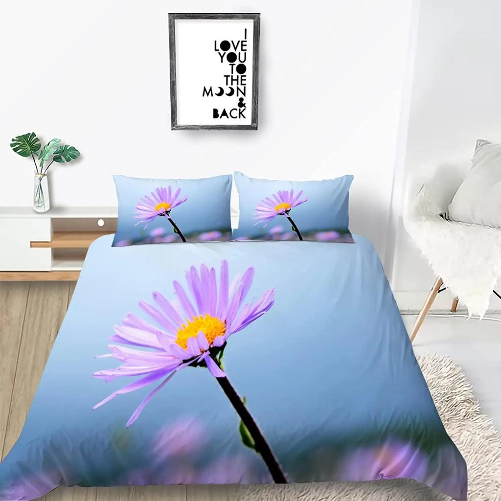 Chrysanthemum Duvet Cover Set Colourful Flower Pattern Polyester Comforter Cover For Kids Girls Bedding Set King Queen Full Size