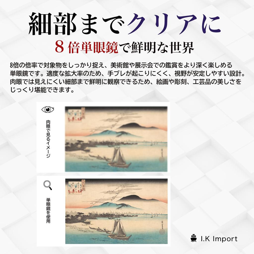 I.Kimport 8x21 Monocular, Museum Model, Art Appreciation, Multi-Monocular, Arts Monocular, Glasses Compatible, Case, Strap Included