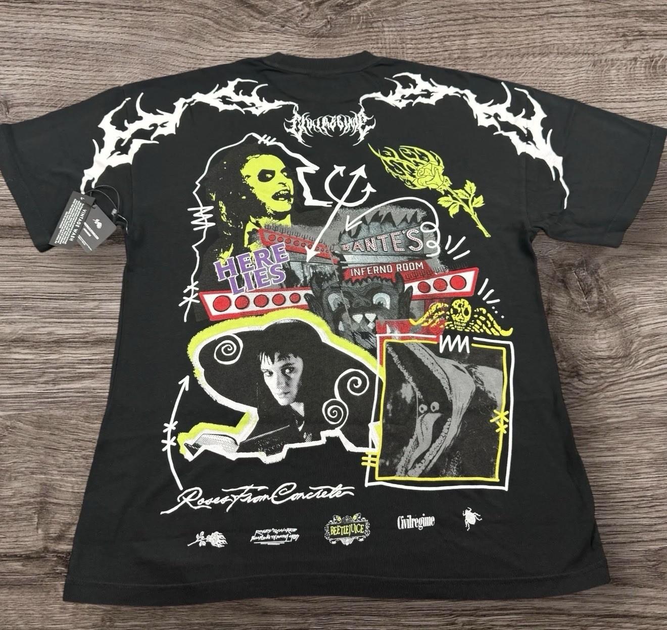 Civil Regime X Beetlejuice Collad Oversized Adult Size Small Unisex T-Shirt M