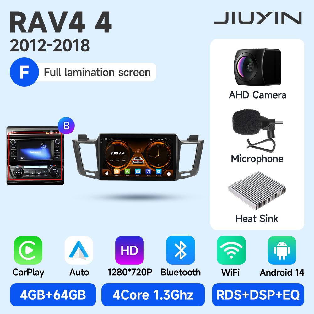 JIUYIN AI Voice Wireless CarPlay Android Auto Radio for Toyota RAV4 RAV 4 2012 - 2018 4G Car Multimedia GPS 2din autoradio