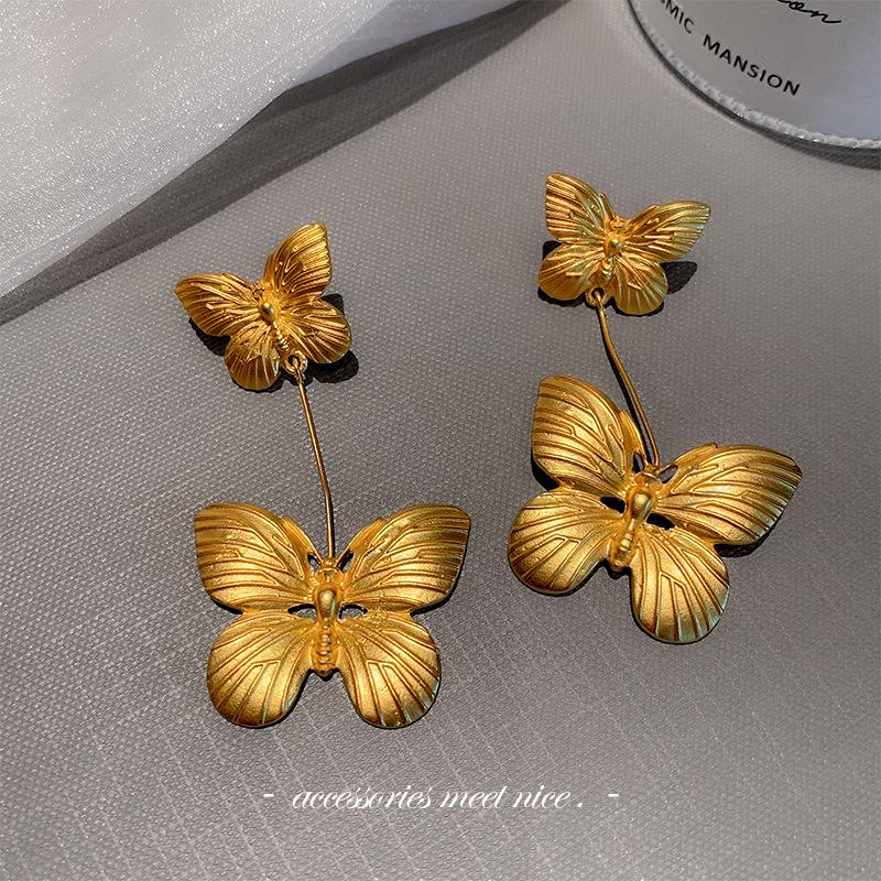 Purple Sparkling Zircon Butterfly Earrings - Luxury Women's Studs