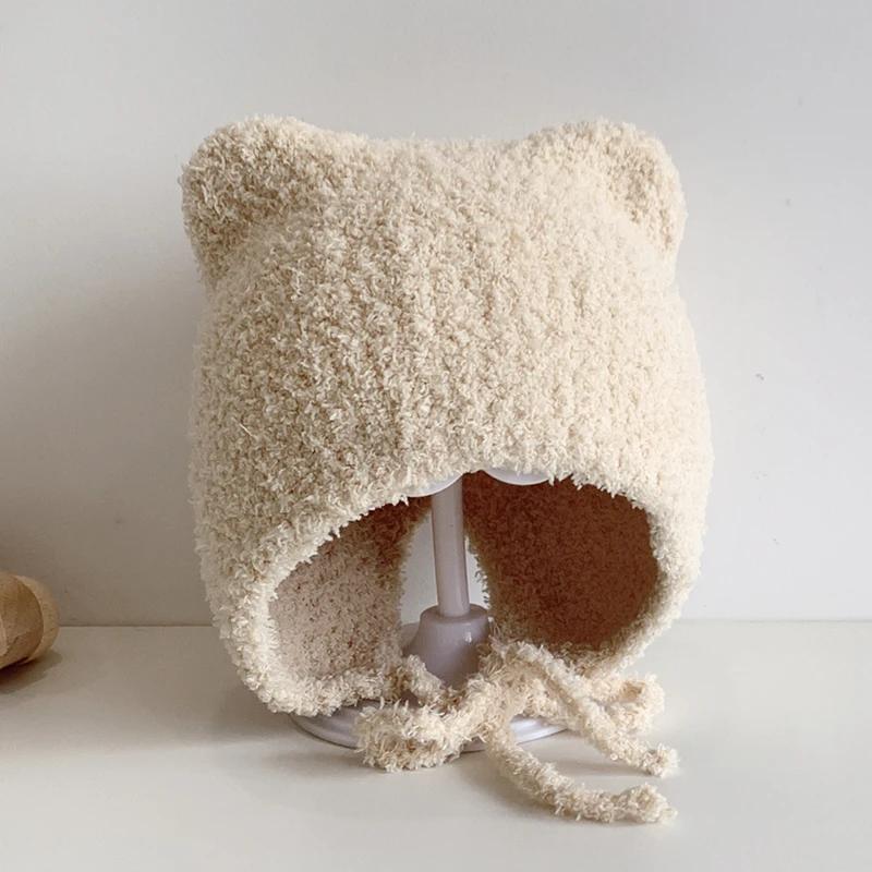 Winter Baby Beanie Cap Cartoon Ear Protection Soft Warm Knitted Hat For Boy Girl Toddler Cute Cat Crochet Hats