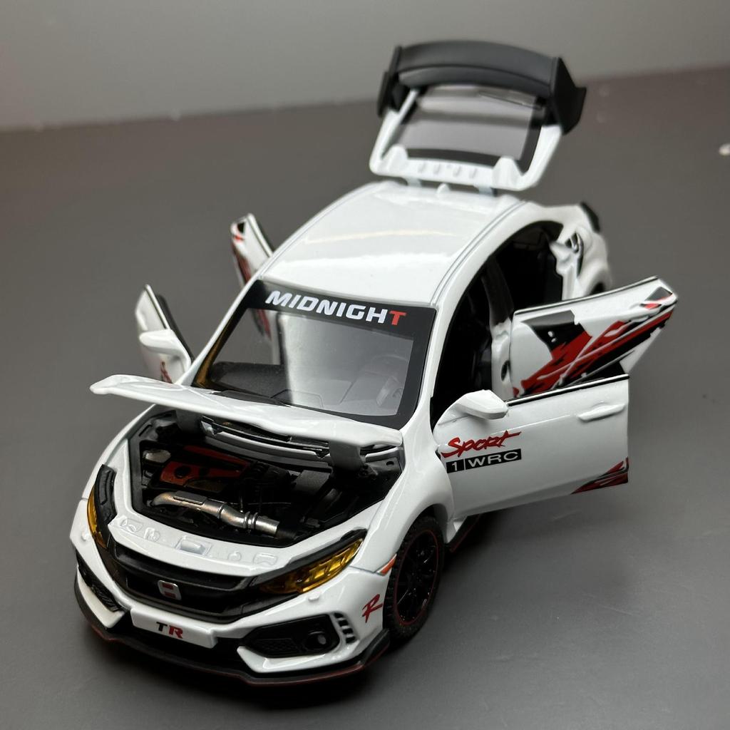 Maßstab 1/32 Honda Civic Type-R Super Modified Sportwagen Legierung Metall Diecast Modellauto Indoor Hochsimulations-Ornament Sound & Licht Geschenk