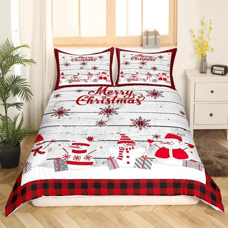 Christmas Duvet Cover Set King Queen Full Twin Size For Kids Teens Adults Polyester Bedding With Pillowcase