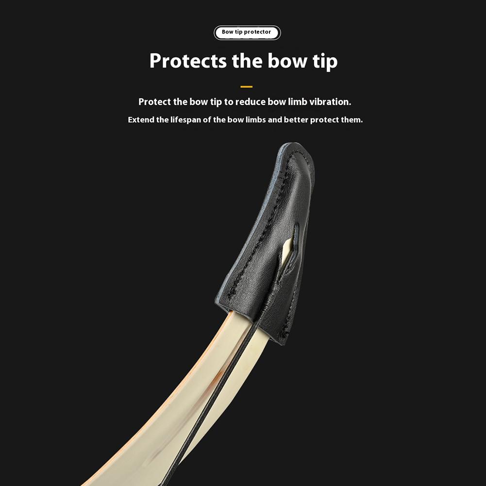 Leather Bow Tip Protector Bow Limbs Tip Cover Protective Bow Limb Guard Archery Bow Limb Tip Protector for Outdoor Hunting