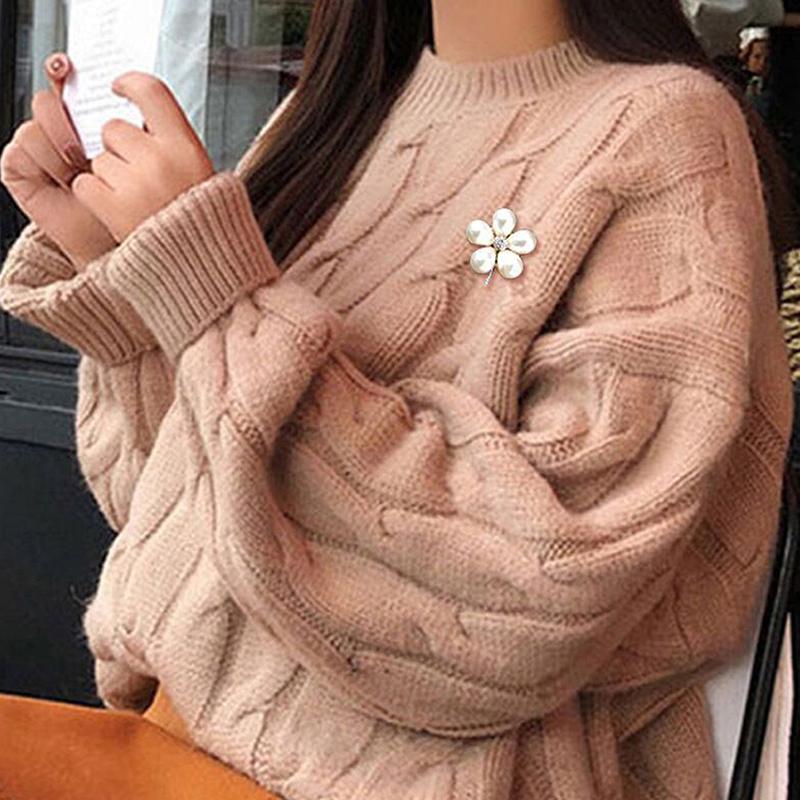 New Fashion Sweater Brooch Rose Flower Corsage Camellia Long Needle Pin Girl Women Shawl Shirt Collar Brooch Pins Accessories