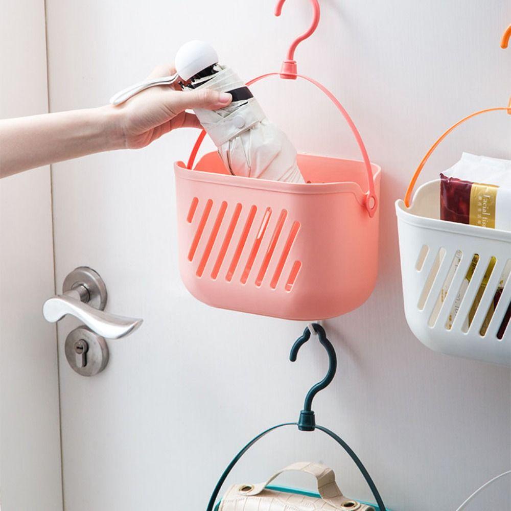 With Rope Hook Hangable Storage Hooks Rack Storage Baskets Tub Corner Organizer Hanging Basket