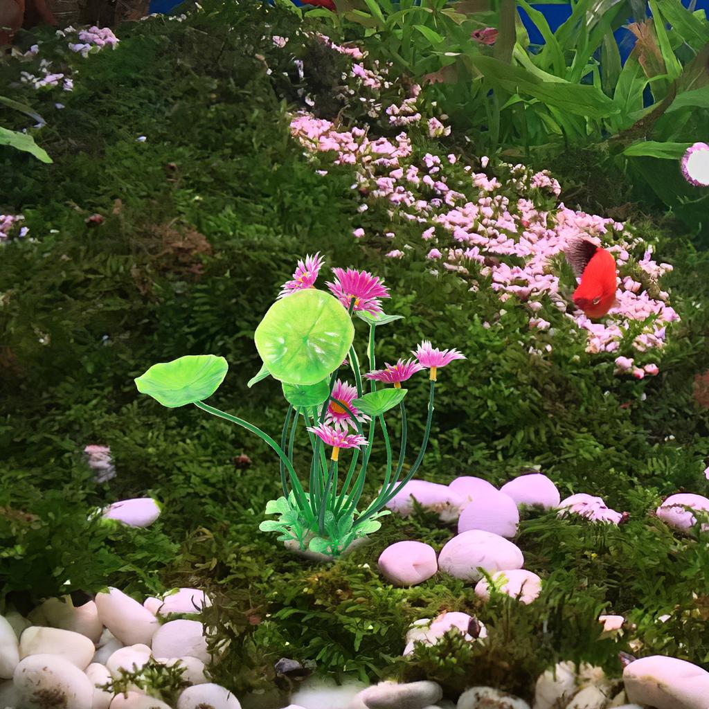Artificial Lotus Aquarium Decoration Small Fish Tank Lotus Flower Lifelike Plastic Plant Landscape Ornament Realistic Fish Tank
