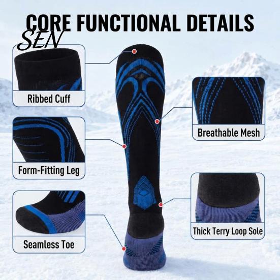 Thermal Ski Socks Soft Cotton for Men, Thickened Snowboard Socks, Breathable Non Slip Daily Moisture Wicking Athletic Outdoor Sports and Wear