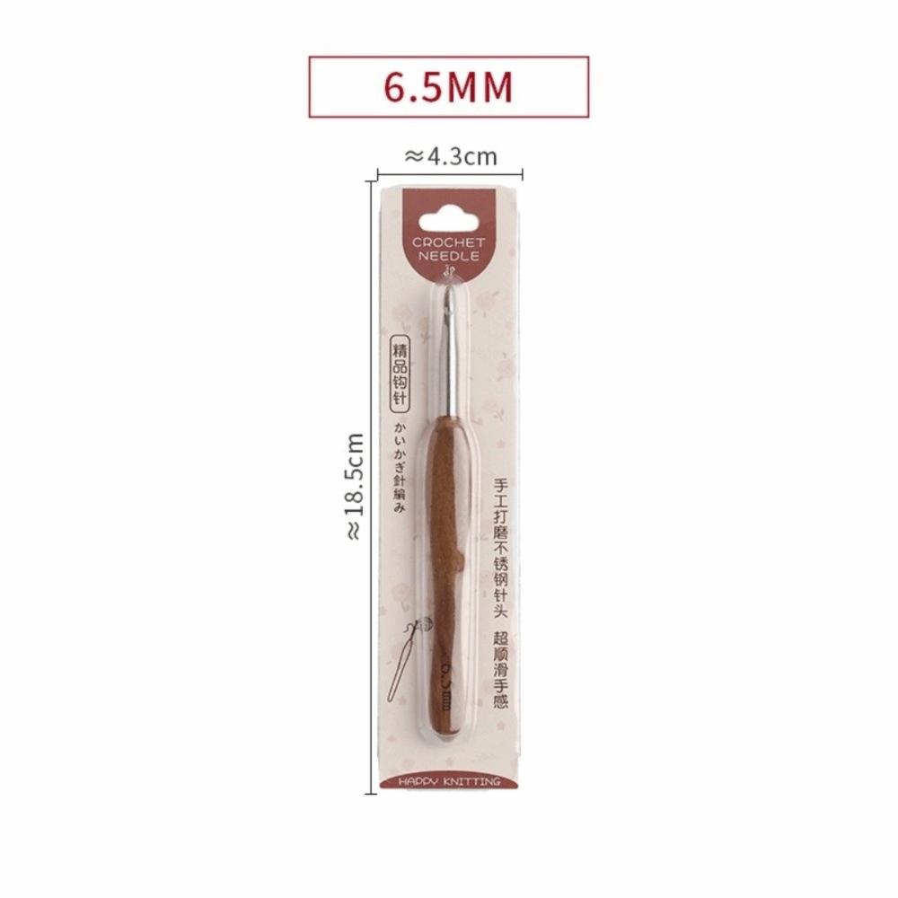 Sandalwood Handle Crochet Hook Handmade Crafts Stainless Steel Crochet Hook  Doll Weaving Tool