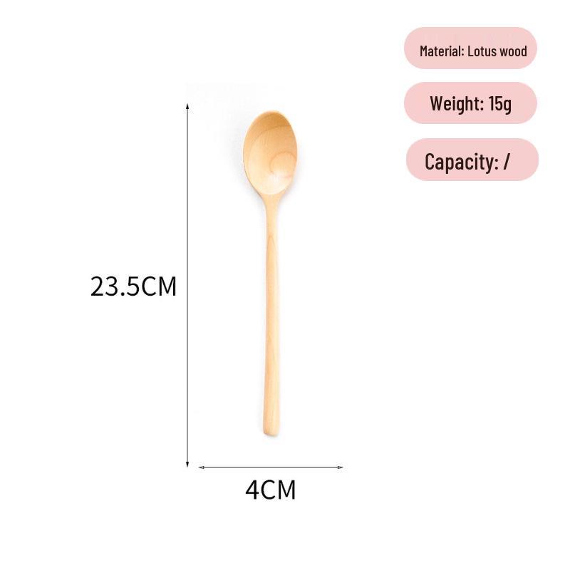 Long-Handled Wooden Spoon Set: Coffee, Honey, Milk Tea Stirrer & Soup Ladle