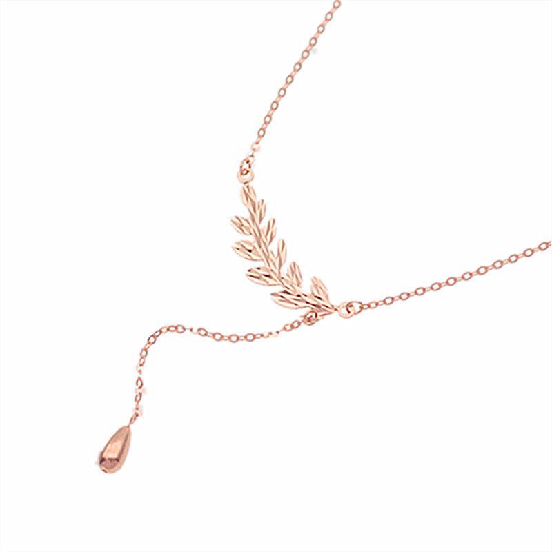 Rose Gold Plated Fashion Maple Leaf Purple Gold Classic Color Gold Clavicle Necklace