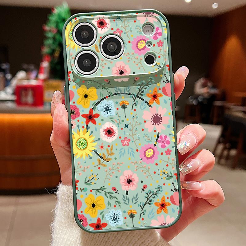White Flower Pattern Case For iPhone 17 Pro Max Hybrid TPU+PC Magnetic For Magsafe Matte Cover For iPhone 16 Pro Max 15 14 13