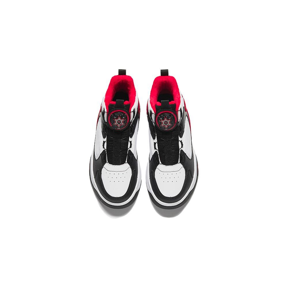 Anta Kids Warm Fleece Shock Absorbing Wear Resistant Low Top Basketball Shoes Kids sneaker White Black 312346928-1
