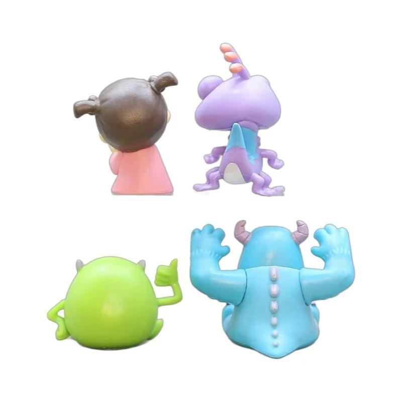 Monsters Inc 4Pcs Q Style Anime Action Figures James Sullivan Mike Randall Boggs Boo Model Toy Desktop Decor For Kids Anime Fans