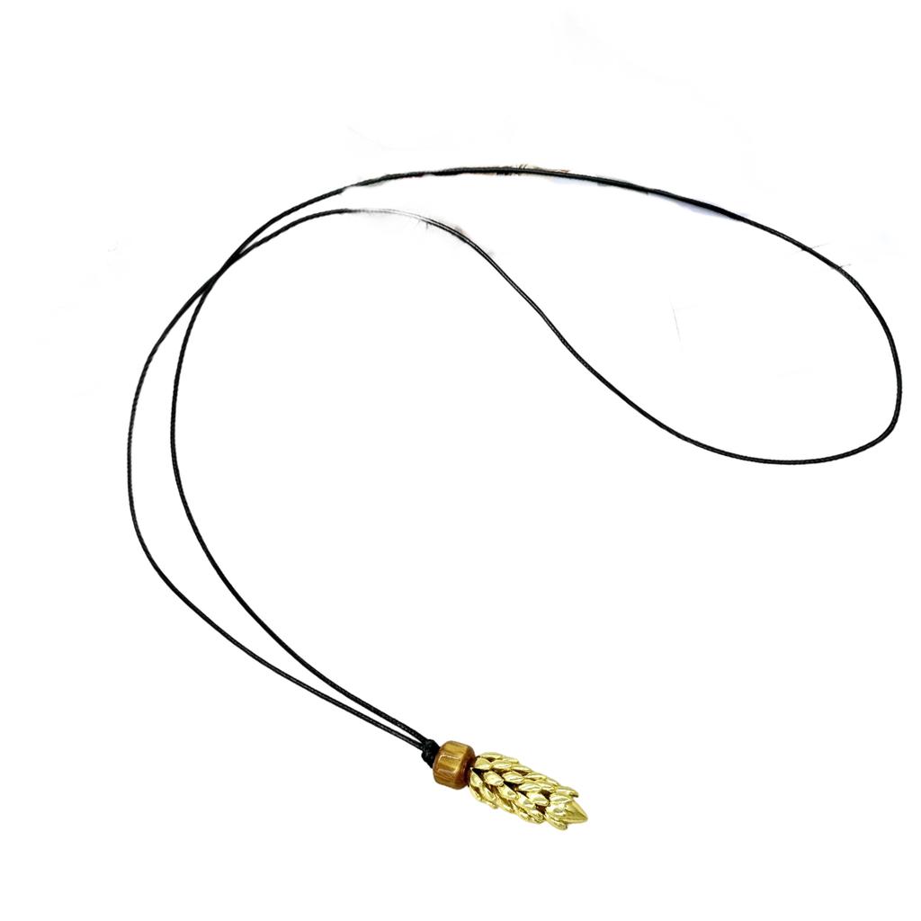 Unique Pinecone Design Necklace Delicate Alloy Charm On Strong Black PU Rope Perfect Present Gift Giving