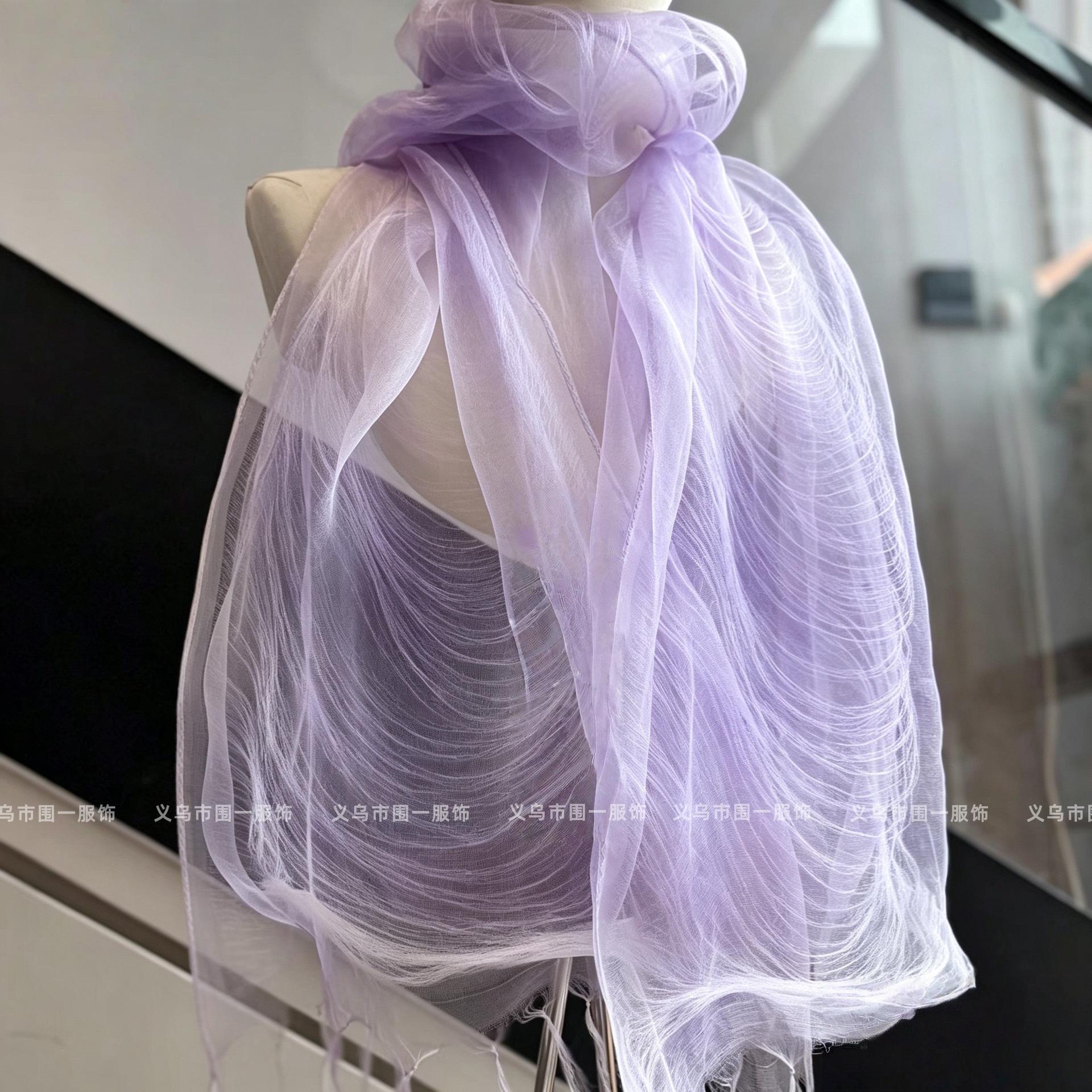 Double weaving maito three-layer gradual change fringed silk scarf women s summer thin organza sunscreen scarf yarn