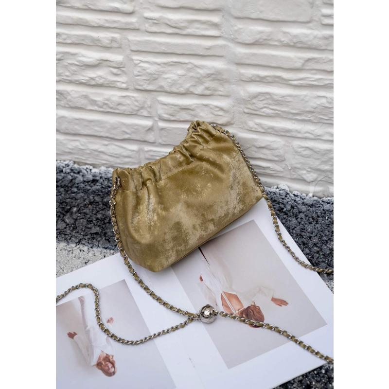 Genuine Leather Women's Bag In Summer New One Shoulder Crossbody Cloud Bag Casual Simple and Versatile National Style Cowhide Chain Bag