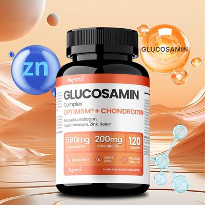 Glucosamine Chondroitin MSM Complex with Collagen, Hyaluronic Acid, Zinc, Selenium, Manganese & Boswellia, Gluten Free & GMO Free