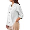Lightweight Casual Blouse Loose Fit Button Down Shirt Long Sleeve Stand Collar Everyday Wear Relaxed Fit Women