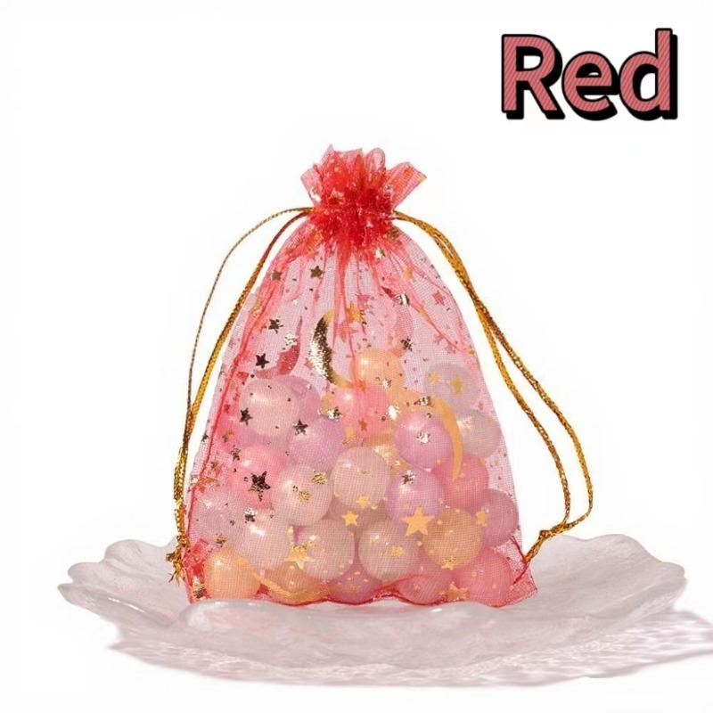 50-200pcs Moon Star Organza Gift Bag Multicolor Gifts Pouches For All Saints' Day Christmas Wedding Party Candy Jewelry Packing
