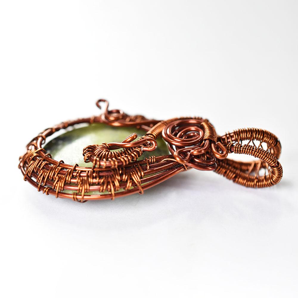 121 ct Natural Chrysoprase Gemstone Wire Wrapped Pendant Copper Jewelry for Her Gemstone Jewelry