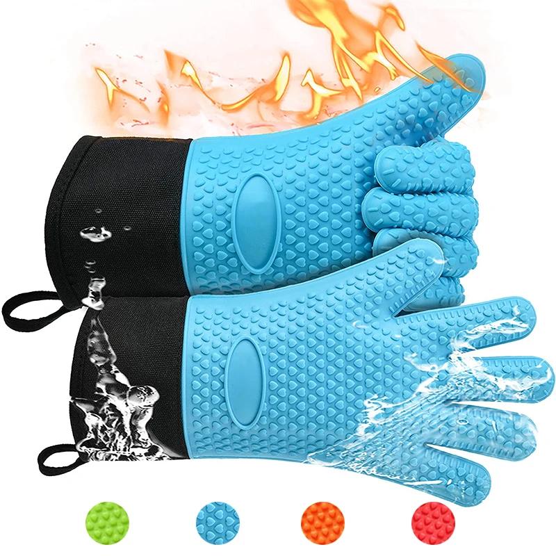 Double Layer Oven Gloves, Heat Resistant Mitts for Cooking Fireplace