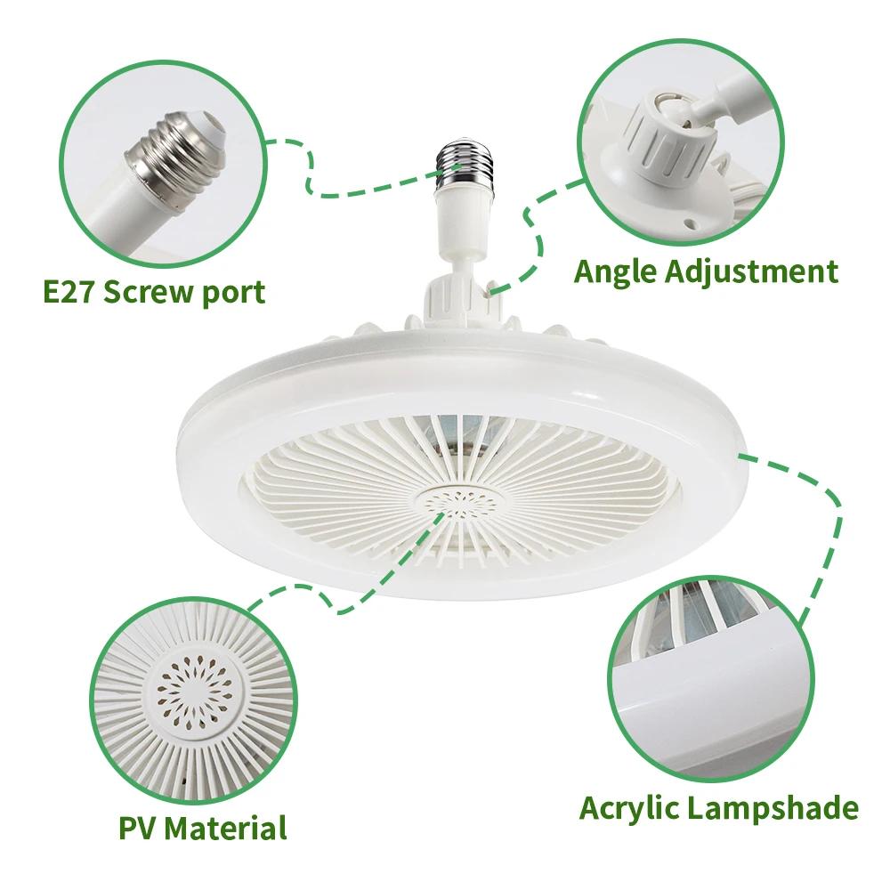 Modern Design Ceiling Fan with Lighting Intelligent Remote Control Bedroom Living Home Silent 85-265V Lamp E27 Converter Base