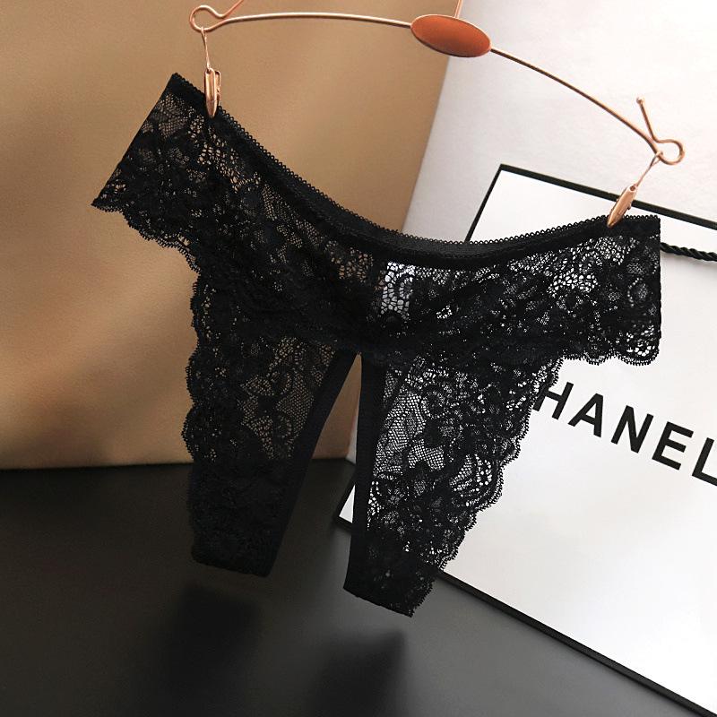 Plus Size Low Waist Sexy Lace Underwear for Women with Open Crotch