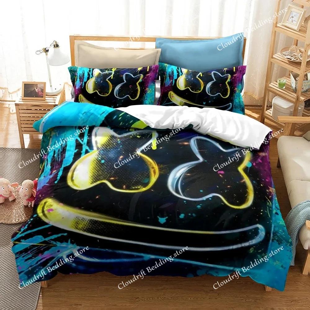Hip Pop Music Marshmello Bedding Sets Bed Cover Comforter Duvet Cover Pillow Case Kids Adult Bedroom Decoration026