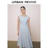 UR2026 Women's Pastel Round Neck Sleeveless A-line Long Dress