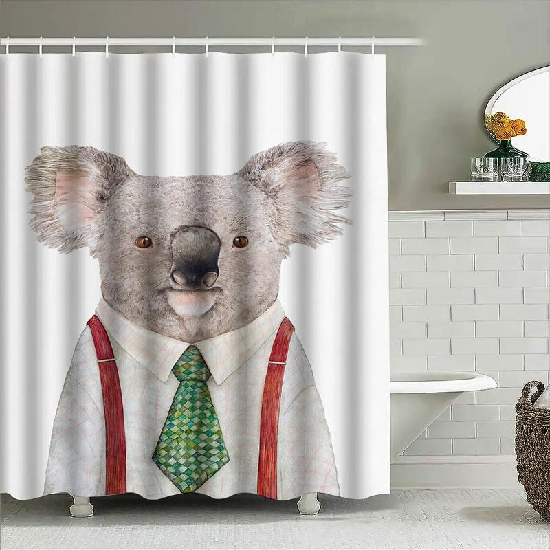 Animal Shower Curtain Koala Bath Mat Cute Animal Print Cartoon Kids Decorative Bathroom Set Waterproof Fabric Printing Unisex Gi