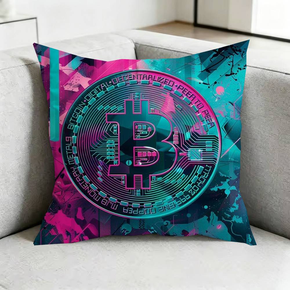 BBitcoin Cryptocurrency Btc Pillow Case Square DoubleSided Sofa Cushion Cover Bedroom Bedside Pillow Gift