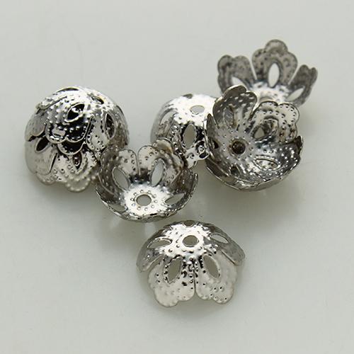 100pcs Gold Color Metal Hollow Flower Filigree End Caps 13.5*5mm Fit Round Pearl Bead DIY Jewelry Charm Making Findings