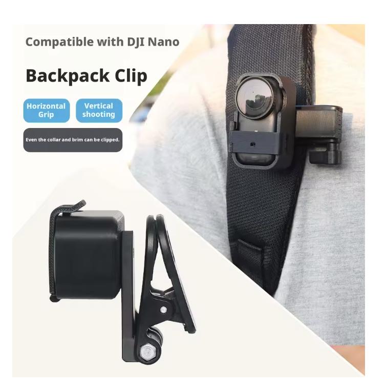 Rucksackclip-Adapter für DJI Osmo Nano 360° drehbarer Schnellverschluss-Vlog-Halter Anti-Drop-Halterung Kamera-Zubehör