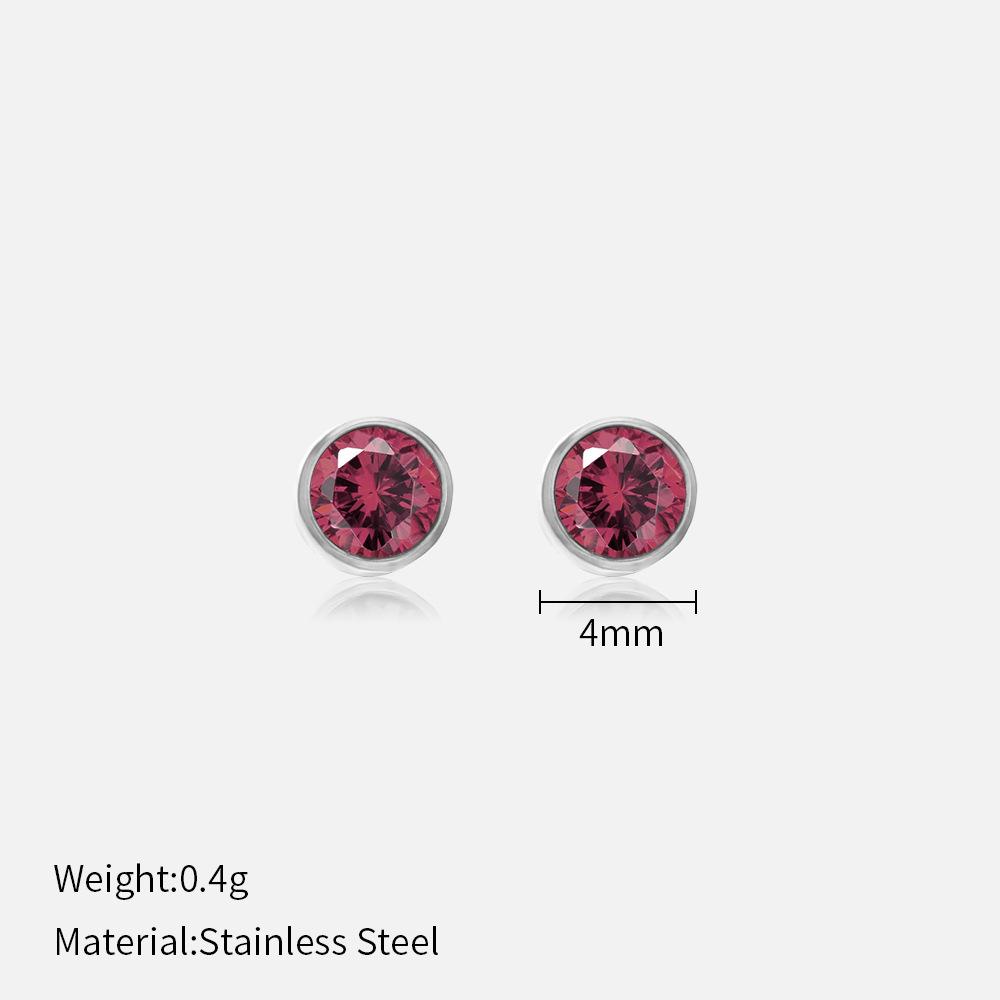 Simple Crystal Stud Earrings Fashion Women December Birthstone Colorful Diamond Earrings for Girls Gift