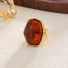 KunJoe Exquisite Multi-Color Acrylic Resin Adjustable Ring Women 18K Gold Plated Stainless Steel Rings Summer Waterproof Jewelry